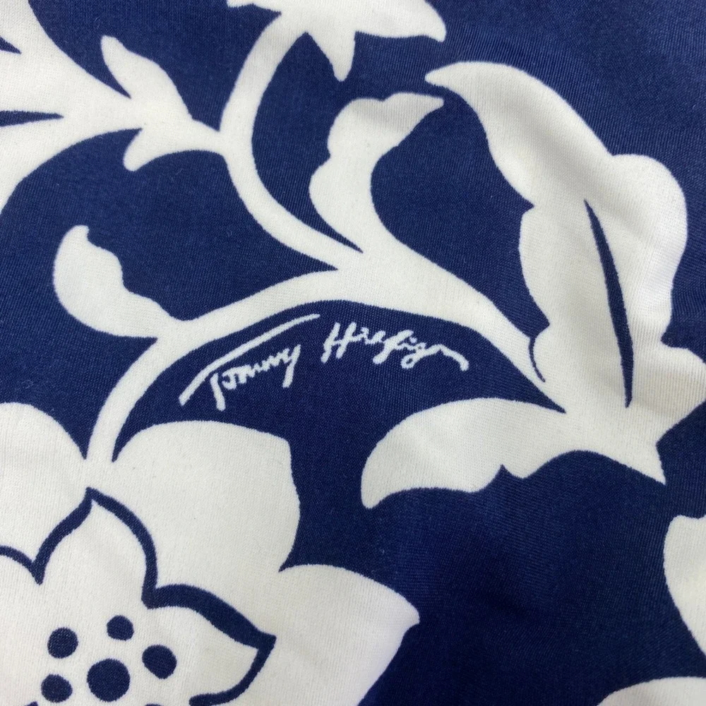 Tommy Hilfiger Floral Halter One Piece Swimsuit Womens 14 Navy White Nautical